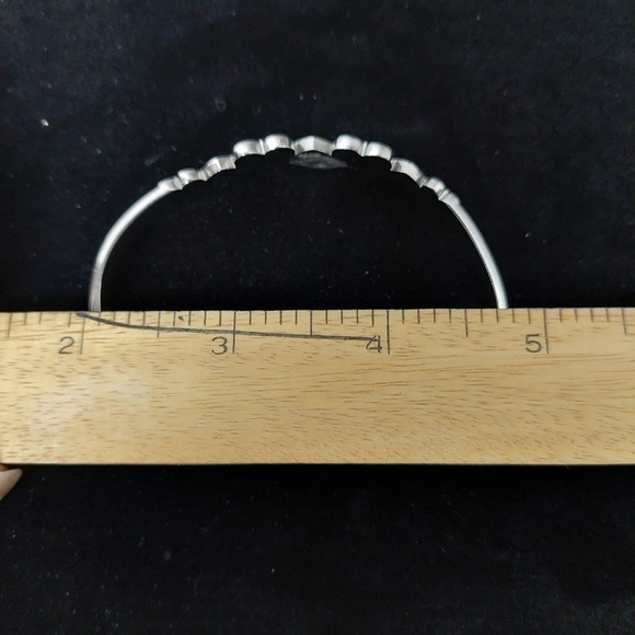 Silver-tone Hearts Magnetic Therapy Cuff Bracelet - Picture 6 of 7